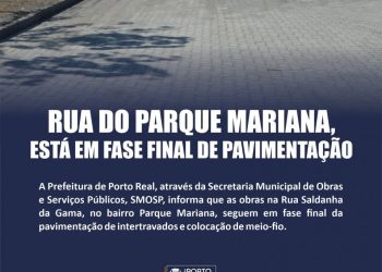 Rua do Parque Mariana está em fase final de pavimentação