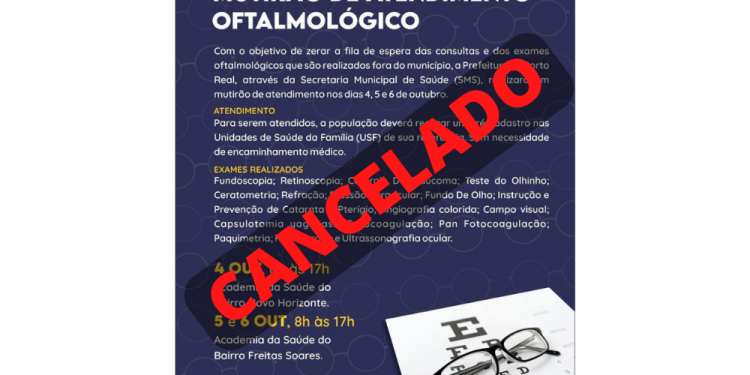 Porto Real cancela mutirão oftalmológico