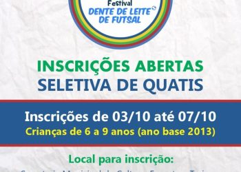 Inscrições para a seletiva do 27º festival Dente de Leite de Futsal