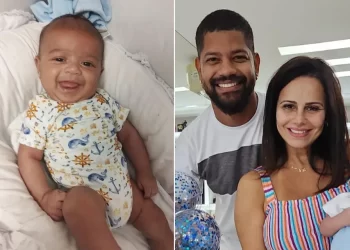 MAMÃE CORUJA VIVIANE ARAUJO MOSTRA JOAQUIM SORRINDO