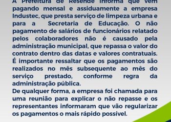 NOTA SOBRE SERVIÇOS URBANOS DA CIDADE DE RESENDE