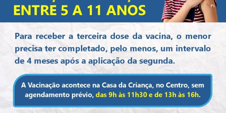 QUATIS INICIA APLICAÇÃO DA DOSE DE REFORÇO DA COVID EM CRIANÇAS ENTRE 5 A 11 ANOS