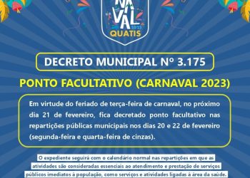 PREFEITURA DE QUATIS TERÁ PONTO FACULTATIVO