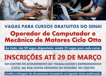 QUATIS ABRE VAGAS PARA CURSOS GRATUITOS DO SENAI